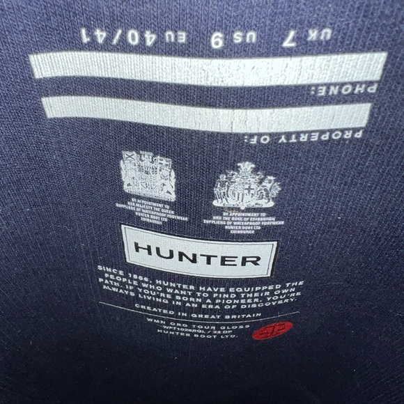 Hunter rain boots in neutral navy blue size 9 US size 7 UK - Picture 2 of 7